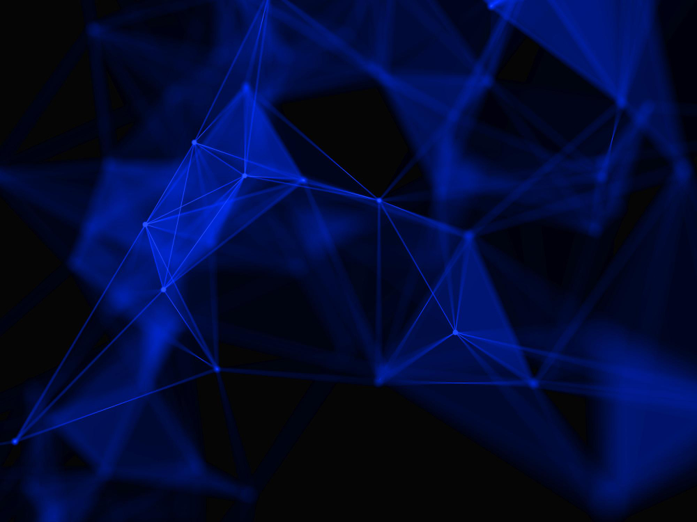 Abstract blue network of connected points and lines, symbolizing TrendOrbit's commitment to clarity and connected industry insights